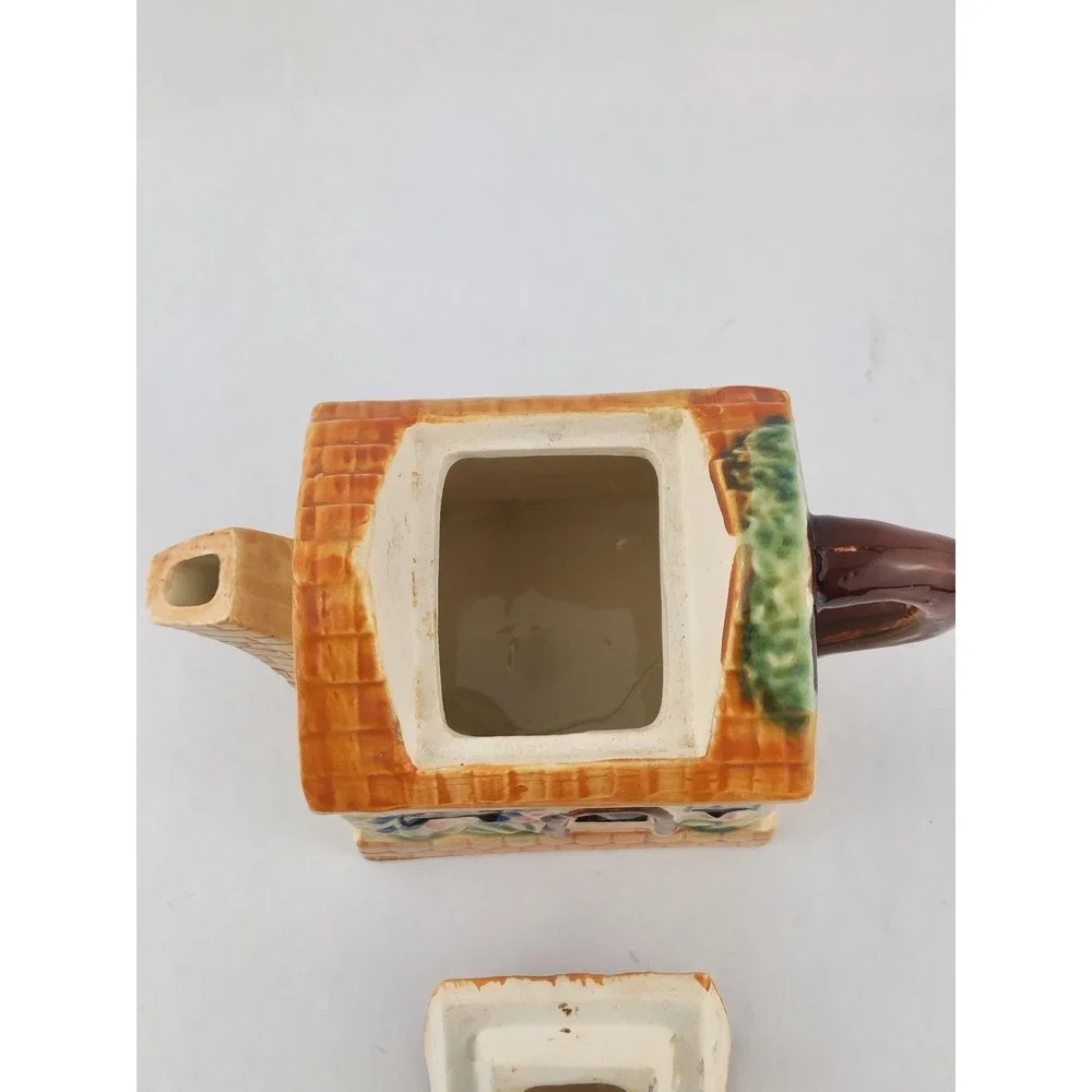 Teapot Thatched‎ Roof Cottage House Hand Painted Vintage Japan
